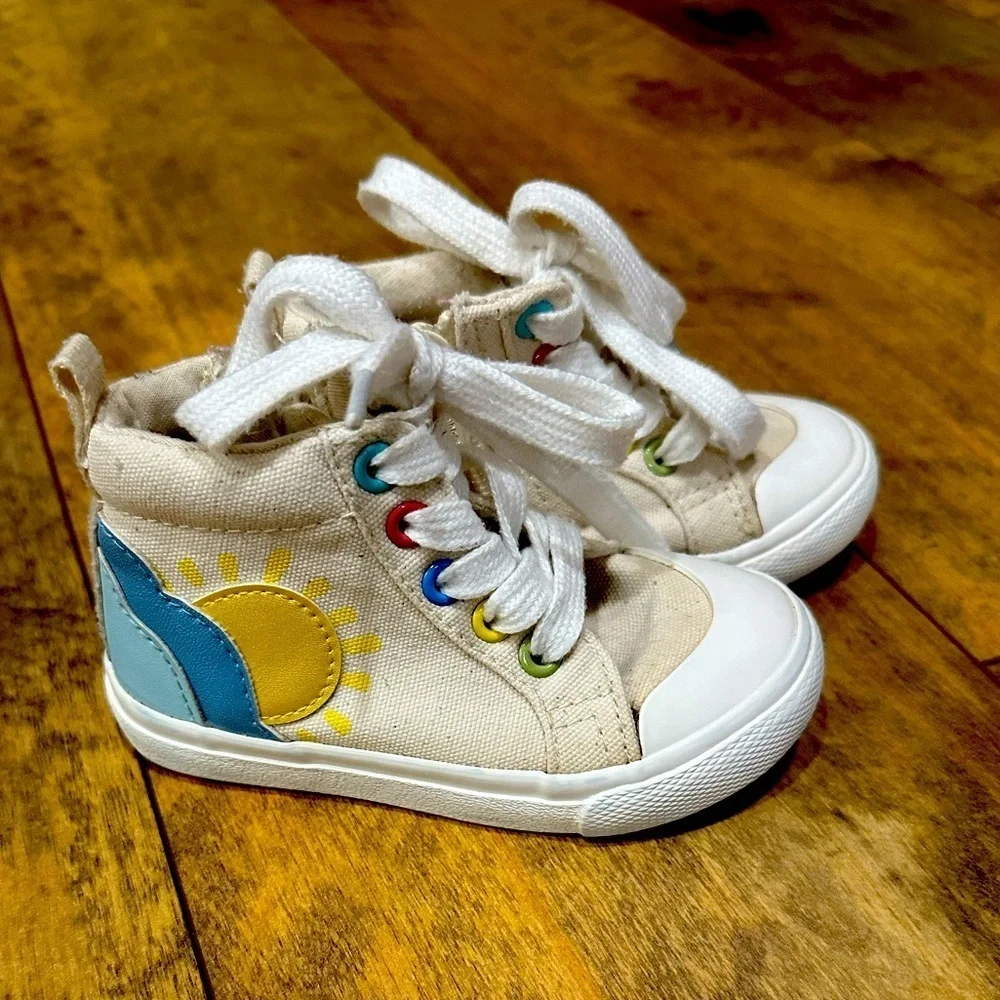 CAT & JACK “Penny” Rainbow Lace/Zip Sneakers, Size 6 Toddler